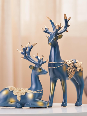 Golden Reindeer Sculptures